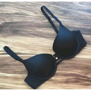 Savage X Fenty T-Shirt Bra Black Size 32B Underwire Lightly Lined  Open Band